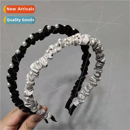 Pearl hair bands simple solid color fabric small intestine f