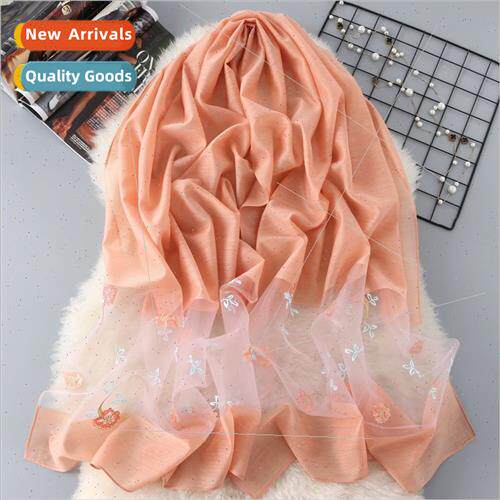 Spring new simulation silk wool scarf female summer sun shaw