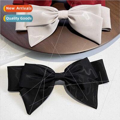Large bow top clip French Hepburn advanced sense cloth sprin