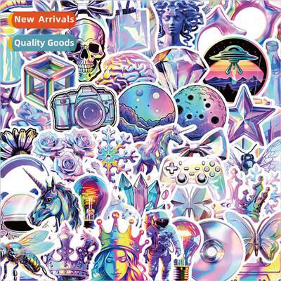 50 pcs laser psychedelic Aesthetic graffi stickers DIY handb