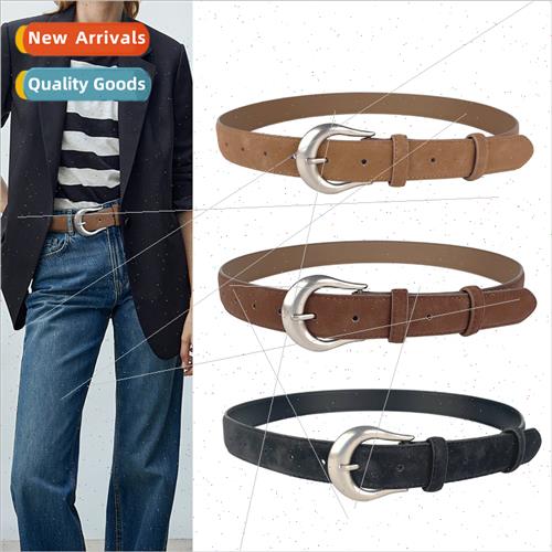 Vintage Frosted Cowhide Women Leather Belt Hundred mple Casu