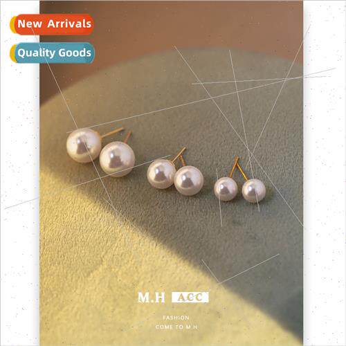 French pearl earrings female niche 925 silver pin earrings s