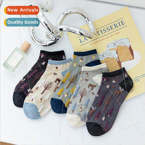 Socks women short socks ins tide retro versatile three-dimen