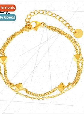 Europe Fashion che Double Layers Chain Splicing Stereo Geome