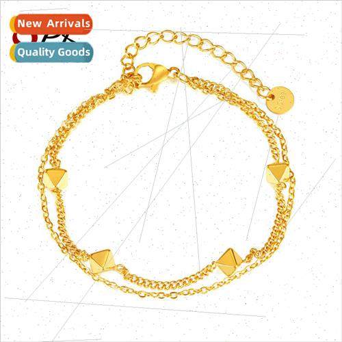 Europe Fashion che Double Layers Chain Splicing Stereo Geome