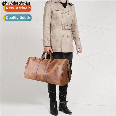Wear-resistant leather travel bag Europe solid color outdoor