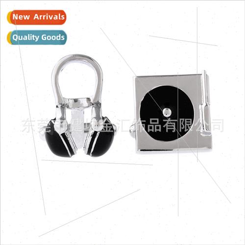 Personalized 3D Record Player Headphone Set Cufflinks Black