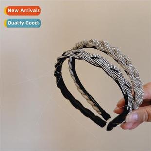 ins retro rhinestone twist weave versatile high skull top ag