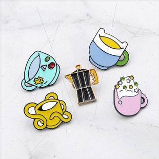 colorful cartoon water brooch shape cup badge fashion