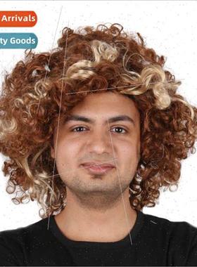 Unisex Alternative  Short Curly Hair Mardi Gras Fan Wigs