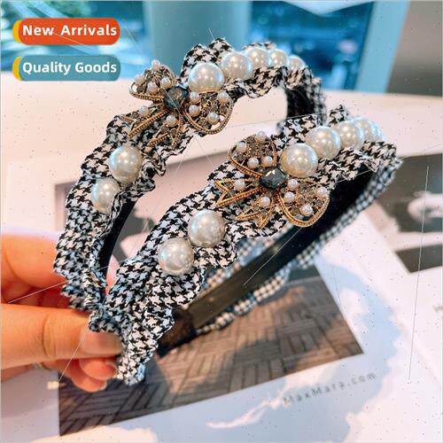 French retro sponge hair band simple rhinestone butterfly ve
