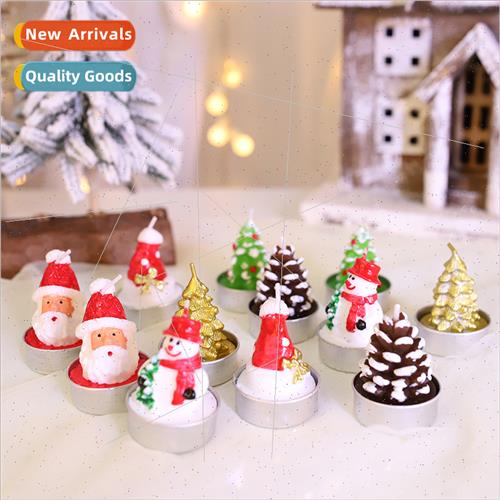 Christmas Candle Set Old Man Tree Snowman Various Shapes Hap