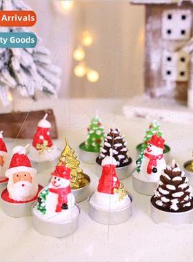Christmas Candle Set Old Man Tree Snowman Various Shapes Hap