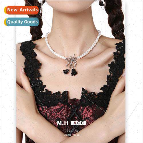 Rose Pearl Necklace Women Collarbone Chain che Sweet Cool Ne