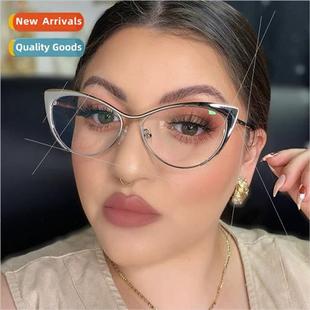 Girl retro cat frame Spice metal fashion Europe eye Y2K