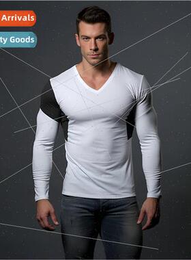 Men 2023 new Brish casual T-shirt color blocking loose long-