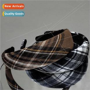 band pre face edge wide plaid hair sponge cranial wash Korea