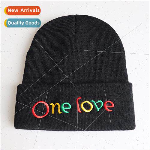 ONE LOVE pineapple fru embroidered kn cap set dance hip-hop