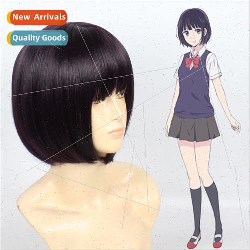 Scum Wish Anoka Hanabi cosplay wig purple face closing short