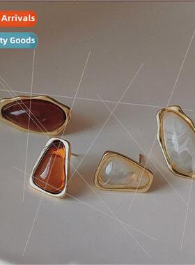 Vintage curry earrings female geometric halo acrylic earring