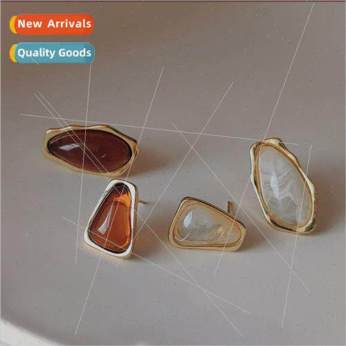 Vintage curry earrings female geometric halo acrylic earring