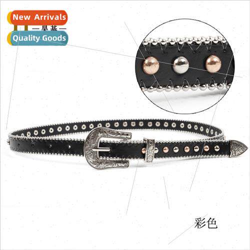 Europe vintage carved belt women fashion versatile pin buckl