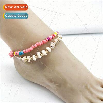 Europe Fashion Bohemian Colorful Rice Beads Anklet Double mp