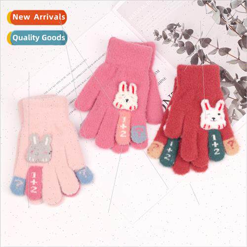 Winter new plush gloves elastic knted gloves girls cute bunn