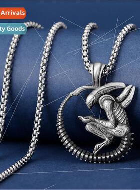 Cyberpunk Alien Pendant Necklace Men Gothic Hipsterized Neck
