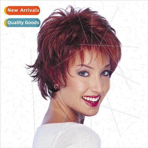 Europe wigs fashion women fluffy wine red ombre short curly