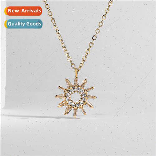 Flash diamond sunflower necklace female tide niche collarbon