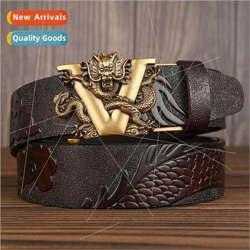 Ethnic flying dragon in sky carved men belt pan dragon autom