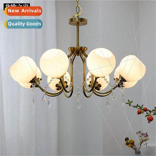 Japanese light luxury crystal glass chandelier antique iron