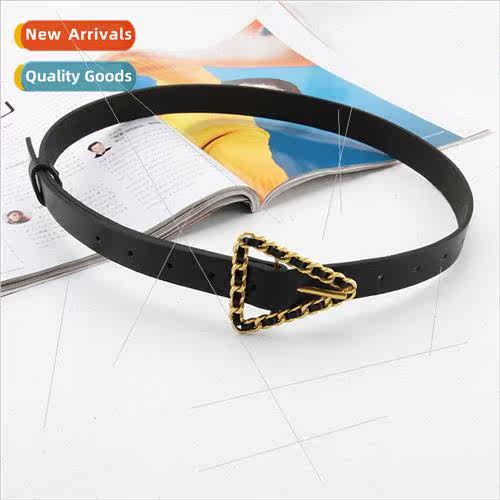 New pin buckle thin belt wear rope triangle buckle head simp