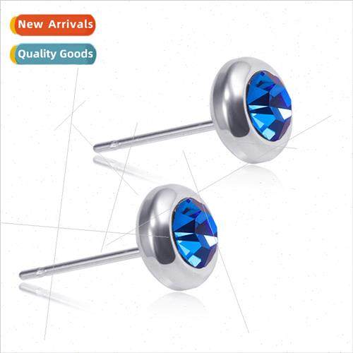 Non-allergenic coloured diamond earrings stainless steel ear