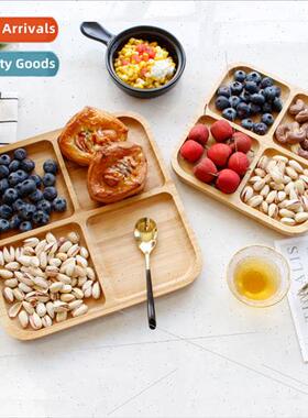 Creative tableware quadrilateral bamboo compartment four com