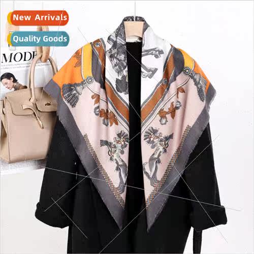 Autumn winter new floral print velvet scarf women fashion ve