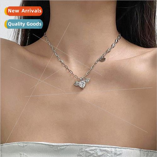 sweet cool niche love heart patchwork angel wings gemstone p
