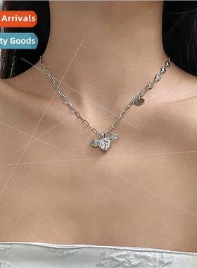 sweet cool niche love heart patchwork angel wings gemstone p