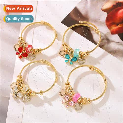 Europe Dora DIY Beaded Bracelet Heart Butterfly Stainless St
