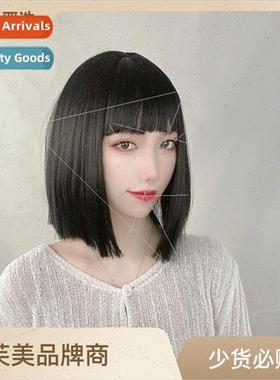 wigs 适用women hair ends flush straight handsome short o hea