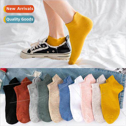 Spring summer thin boat socks solid color lift ear breathabl
