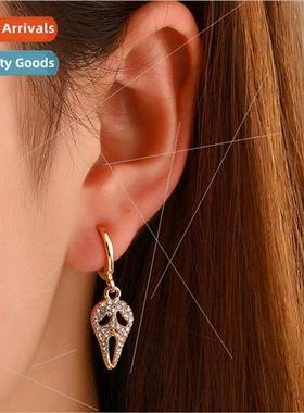 Ghost face earrings Halloween gothic skull gold earrings ret