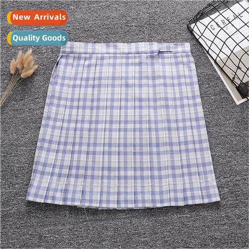 candy color sky blue check JK spring autumn half-body skirt