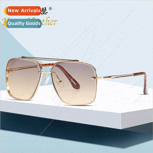 New rimless cut edge sunglasses 01K Europe retro men women s