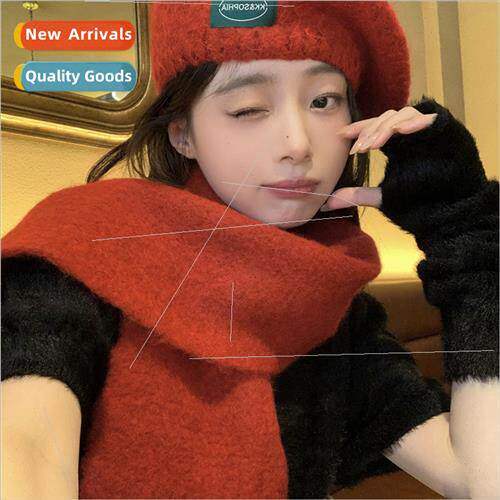 Red beret female fall winter retro plush fluffy belle cap bi