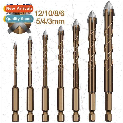 Hexagonal shank spiral groove cross alloy drill b ceramic fo