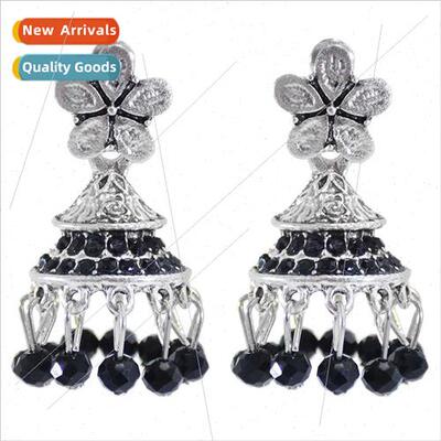 Europe vintage oil dripping tassel earrings ins Indian ethni