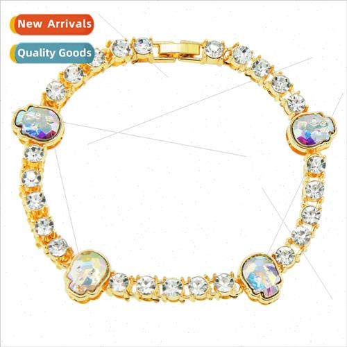 Europe hip-hop cool skull row diamond bracelet bracelet infl