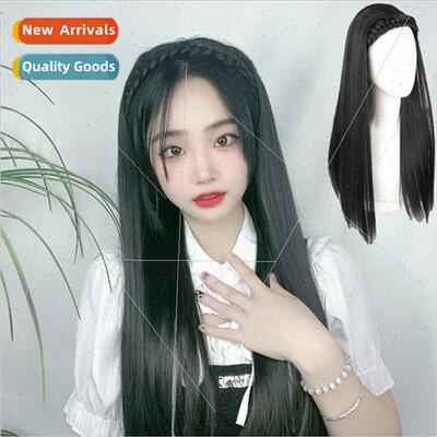 wig female twisted braid hair band long one-piece U-shaped c